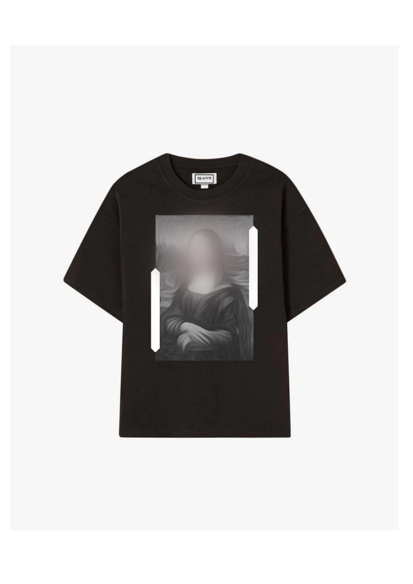 T-shirt noir imprimé joconde