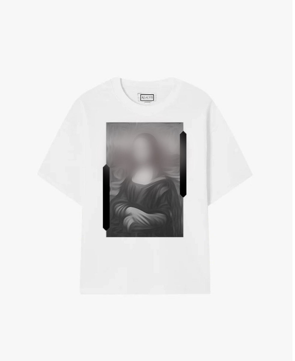 T-shirt blanc imprimé joconde